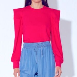 Walter Baker Hot Pink Tucked Shoulder Stella Top Sz XS